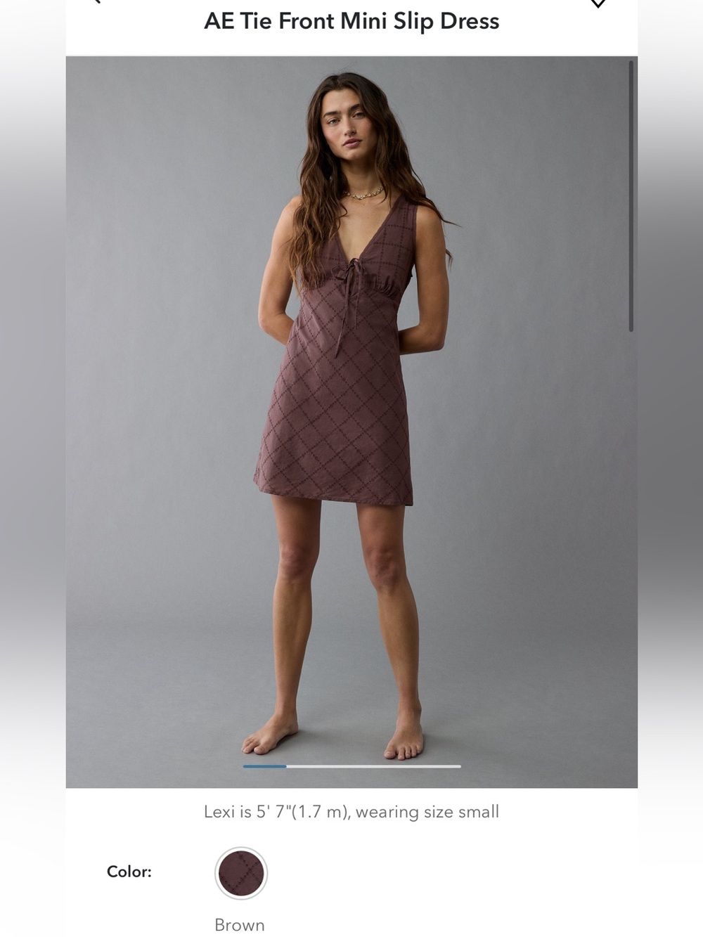 AE Tie-Front Mini Slip Dress in Brown